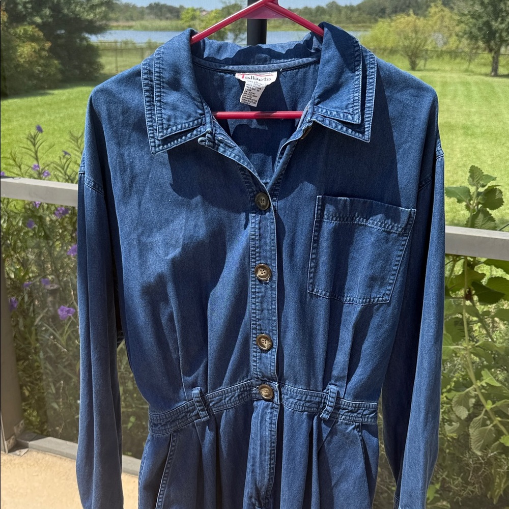 Talbots cotton Long Sleeve Button Front Denim Jean Dress Size 12